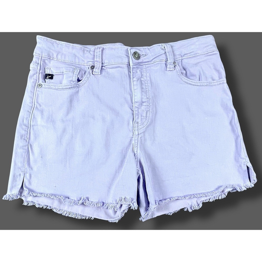 KanCan Womens Lavender Denim Shorts Size 11/29 Rolled Cuff Stretch Grunge Comfy